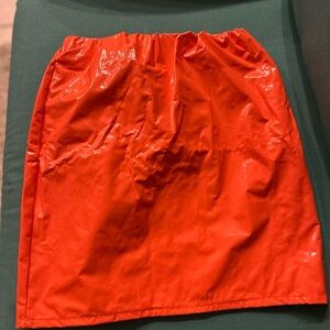 Vibrant Orange Faux Leathet Pencil Skirt for Athletic Style